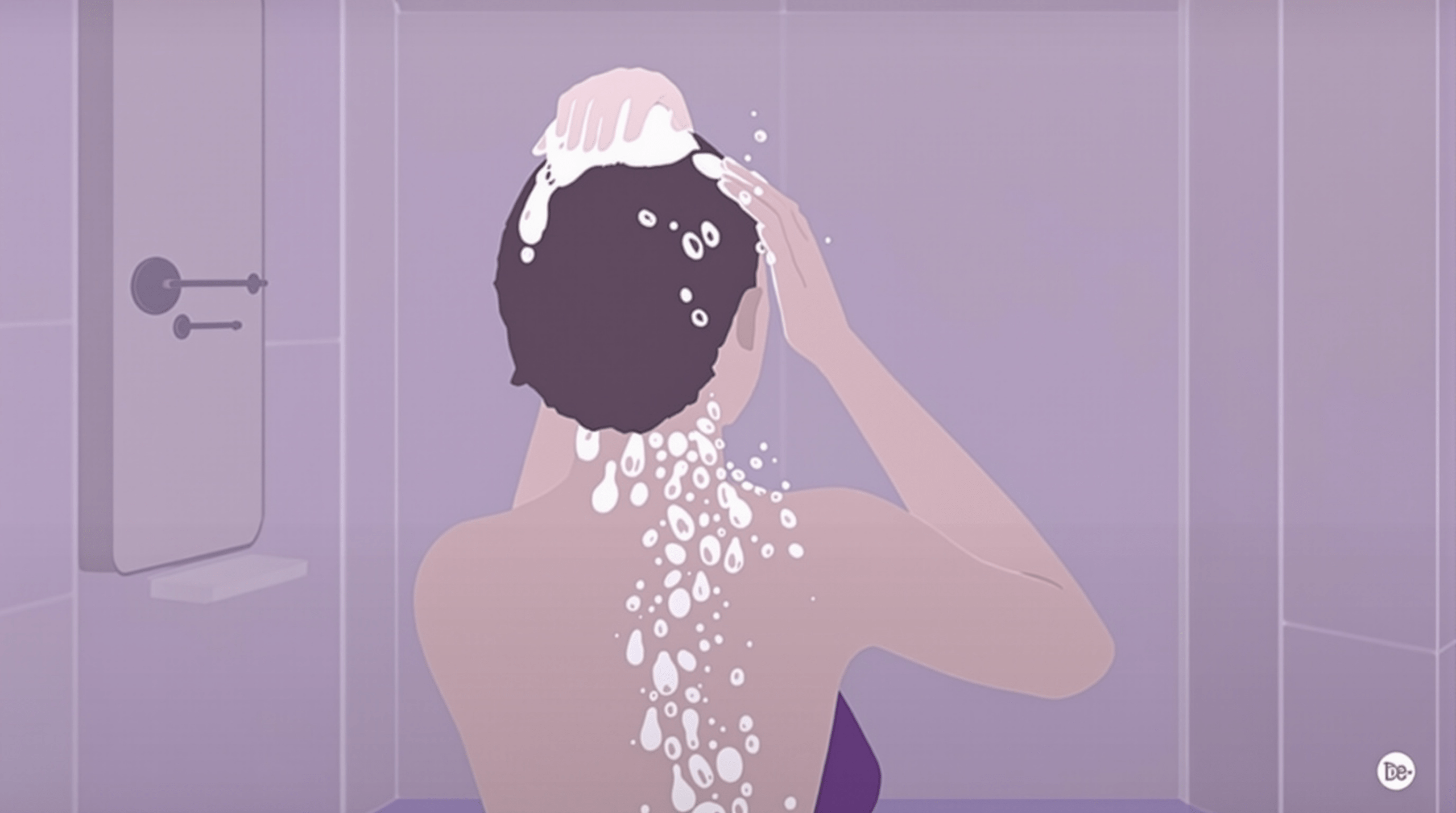 une personne se lavant les cheveux dans une salle de bain
