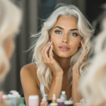 une femme se regardant dans le miroir